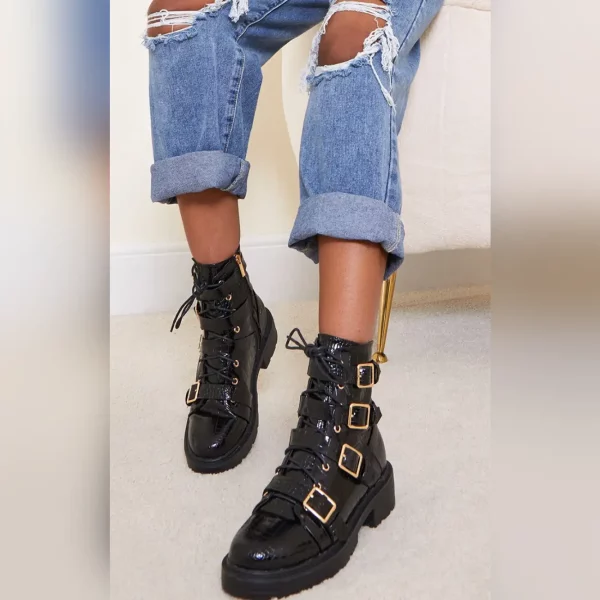 edgy black croc boots