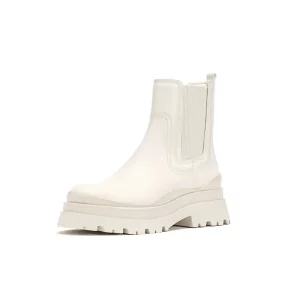 stradivarius cream chelsea boots