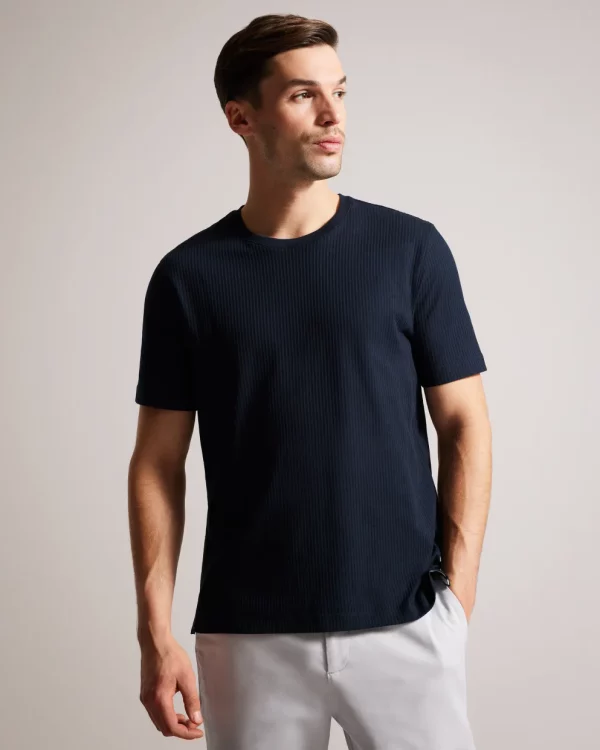 striped texture navy tee